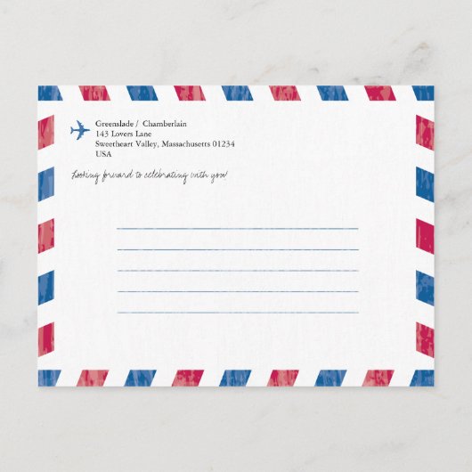 Carte Postale Faire-part Hyderabad, Inde Mariage par avion Enregistrer la d (Dos)