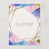 Carte Postale Faire-part Hydrangea Flowers & Gold Spring Enregistrer la dat (Devant)