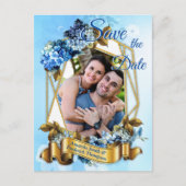 Carte Postale Faire-part Hydrangeas aquarelles nuances de bleu Enregistrez (Devant)