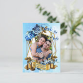 Carte Postale Faire-part Hydrangeas aquarelles nuances de bleu Enregistrez (Debout devant)