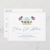 Carte Postale Faire-part Hydrangeas d'été USA Drapeaux Changement d'adresse (Devant / Derrière)