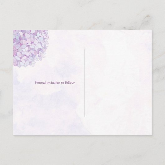 Carte Postale Faire-part Hydrangeas Indigo Mariage Photo Enregistrer la dat (Dos)