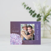 Carte Postale Faire-part Hydrangeas Indigo Mariage Photo Enregistrer la dat (Debout devant)