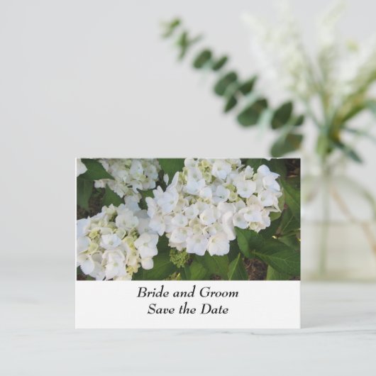Carte Postale Faire-part Hydrangeas Mariage Blanc (Debout devant)