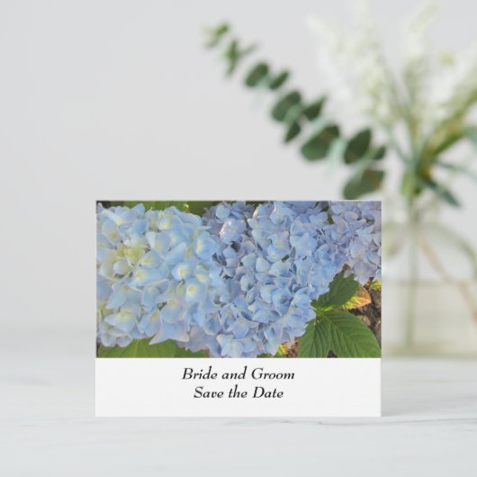 Carte Postale Faire-part Hydrangeas Mariage bleu et mauve (Debout devant)