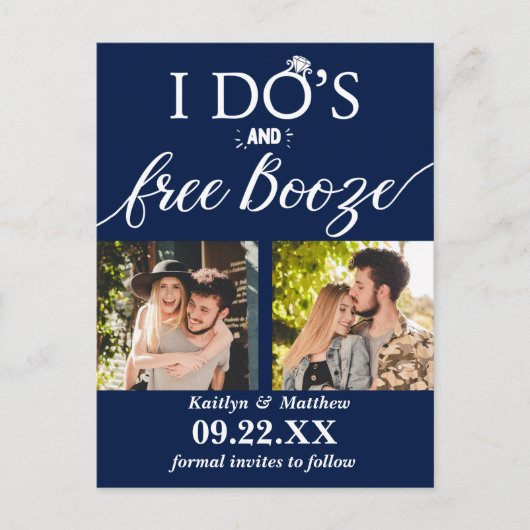 Carte Postale Faire-part I Do's & Free Booze Modern Wedding Enregistrer la  (Devant)