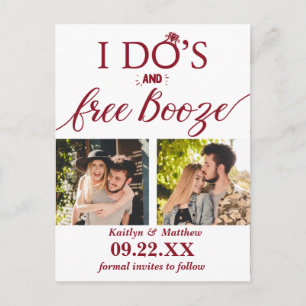 Carte Postale Faire-part I Do's & Free Booze Modern Wedding Enregistrer la
