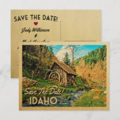 Carte Postale Faire-part Idaho Sauvez La Date Rustique Cabine Mill Woods (Devant / Derrière)