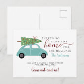 Carte Postale Faire-part Il n'y a pas d'endroit comme Home Blue Green Car (Devant / Derrière)