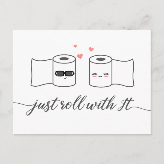 Carte Postale Faire-part Il suffit de rouler avec le Mariage reporté (Devant)