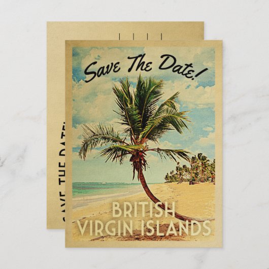 Carte Postale Faire-part Îles Vierges britanniques Enregistrer la date Vint (Devant / Derrière)