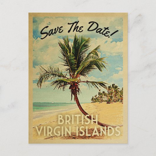 Carte Postale Faire-part Îles Vierges britanniques Enregistrer la date Vint (Devant)