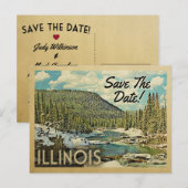 Carte Postale Faire-part Illinois Sauvez La Date Mountains River Snow (Devant / Derrière)