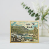 Carte Postale Faire-part Illinois Sauvez La Date Mountains River Snow (Debout devant)