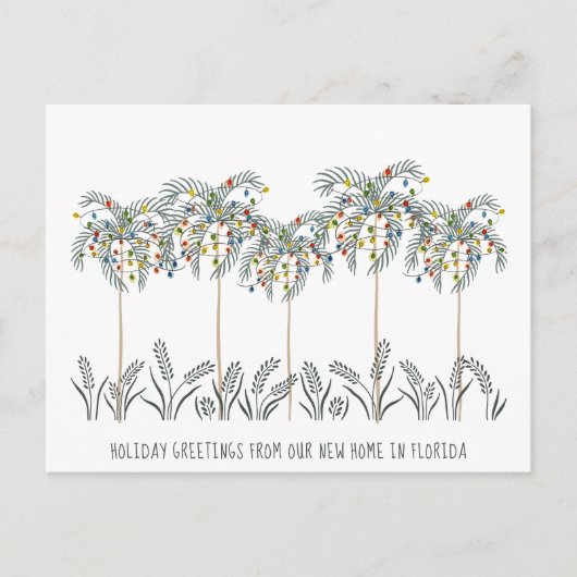 Carte Postale Faire-part Illumination de Noël sur les palmiers pour les fêt (Devant)