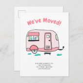 Carte Postale Faire-part Illustration de camping-car mignon pour annonce de (Devant / Derrière)