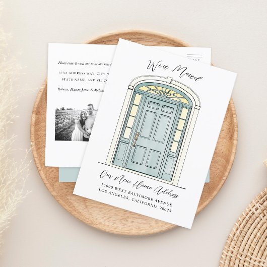 Carte Postale Faire-part Illustration de la porte coloniale traditionnelle 