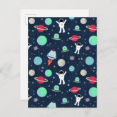 Carte Postale Faire-part illustration de motif spatial (Devant / Derrière)