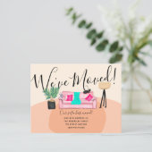 Carte Postale Faire-part Illustration du canapé fun cat en mouvement faire- (Debout devant)