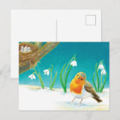 Carte Postale Faire-part Illustration Red Robin (Devant / Derrière)