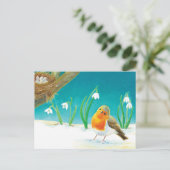 Carte Postale Faire-part Illustration Red Robin (Debout devant)