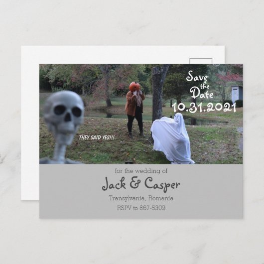 Carte Postale Faire-part Ils Ont Dit Oui Mariage Éffrayant (Devant / Derrière)