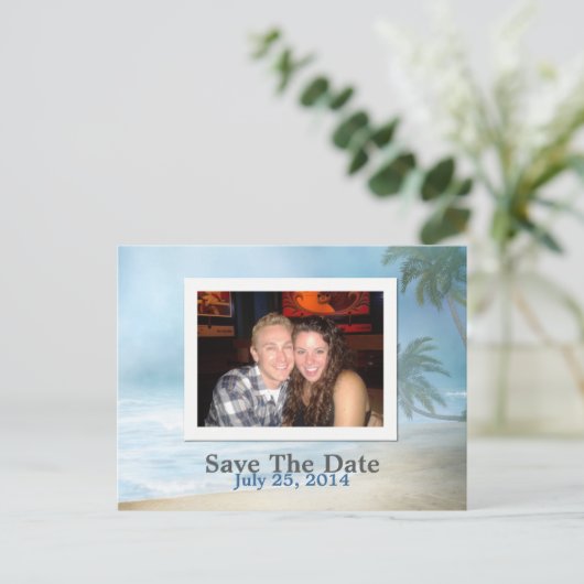 Carte Postale Faire-part Imaginaire Beach Photo personnalisée Mariage Enreg (Debout devant)