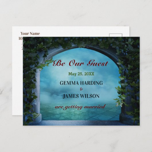 Carte Postale Faire-part Imaginaire grec Romance Arch Ivy Blue Enregistrer  (Devant / Derrière)