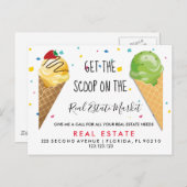 Carte Postale Faire-part immobilier glaces crème scoop références Faire-par (Devant / Derrière)