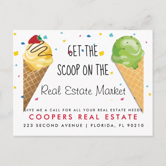 Carte Postale Faire-part immobilier glaces crème scoop références Faire-par (Devant)