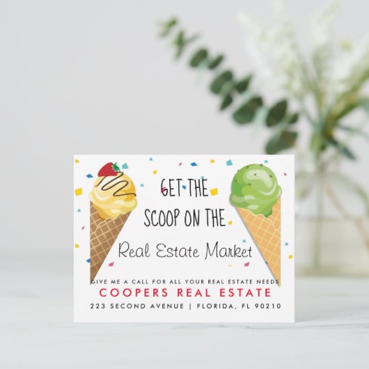 Carte Postale Faire-part immobilier glaces crème scoop références Faire-par (Debout devant)