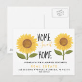 Carte Postale Faire-part immobilier maison douce maison tournesols  (Devant / Derrière)