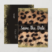 Carte Postale Faire-part Imprimé Animal Guépard Léopard Or Enregistrer la D (Devant / Derrière)