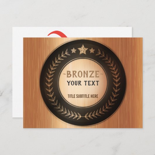 Carte Postale Faire-part IMPRIMER do-it-yourself MÉDAILLE Bronze AJOUTER VO (Devant / Derrière)