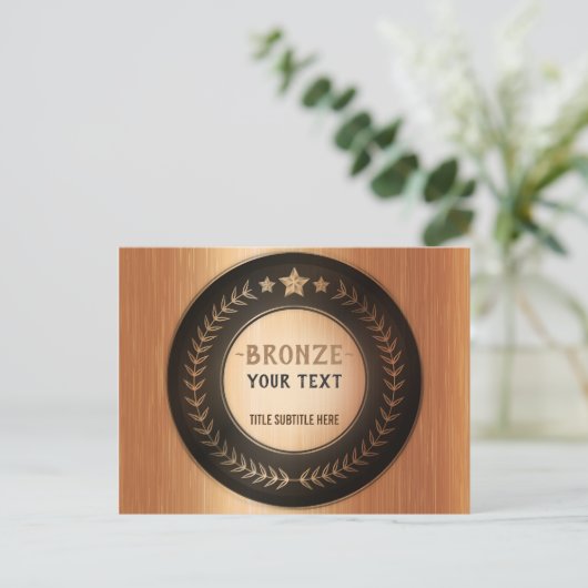 Carte Postale Faire-part IMPRIMER do-it-yourself MÉDAILLE Bronze AJOUTER VO (Debout devant)