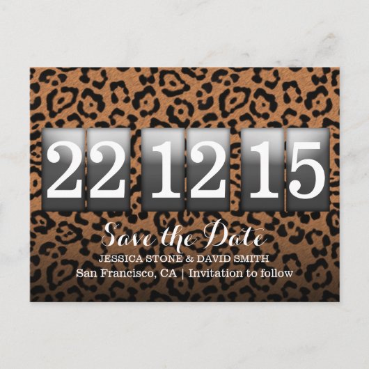 Carte Postale Faire-part Imprimer une sauvegarde de date moderne léopard (Devant)