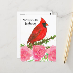 Carte Postale Faire-part Indiana Cardinal Bird Peony
