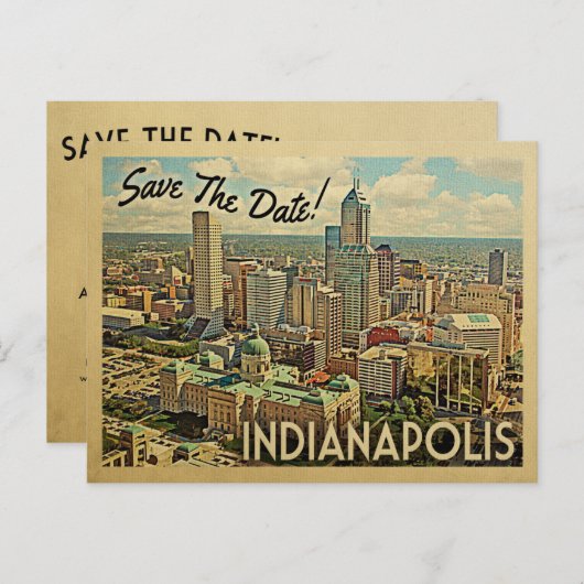 Carte Postale Faire-part Indianapolis Sauver La Date Indiana (Devant / Derrière)