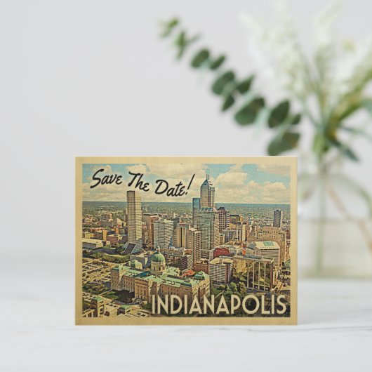 Carte Postale Faire-part Indianapolis Sauver La Date Indiana (Debout devant)