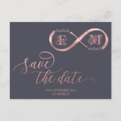 Carte Postale Faire-part Infinity rose or romantique monogramme calligraphi (Devant)
