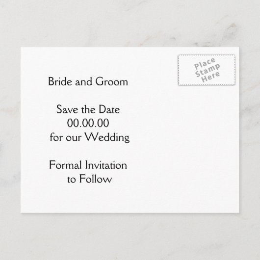 Carte Postale Faire-part Initiales en carton kraft mariage Save the Date (Dos)