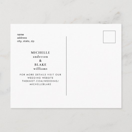 Carte Postale Faire-part Initiales simples Mariage tropical Enregistrer la  (Dos)