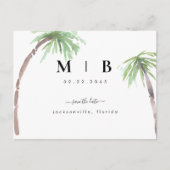 Carte Postale Faire-part Initiales simples Mariage tropical Enregistrer la  (Devant)