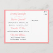 Carte Postale Faire-part Inséparables Amour Rose Oiseaux Mariés Mariage (Dos)