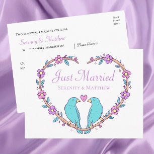 Carte Postale Faire-part Inséparables Cœur Floral Mariage Mariés