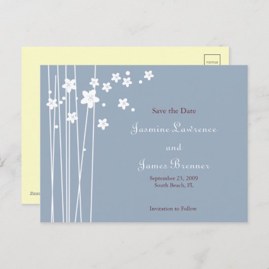 Carte Postale Faire-part Inséparables en fleurs de cerises (Devant / Derrière)