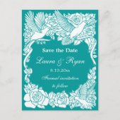 Carte Postale Faire-part Inséparables et Roses Enregistrer la date (Devant)