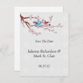 Carte Postale Faire-part Inséparables Fleurs de cerisier Enregistrer La Dat (Devant / Derrière)