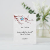 Carte Postale Faire-part Inséparables Fleurs de cerisier Enregistrer La Dat (Debout devant)