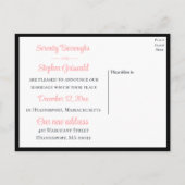 Carte Postale Faire-part Inséparables Mariage Oiseaux d'amour Noir Juste Ma (Dos)